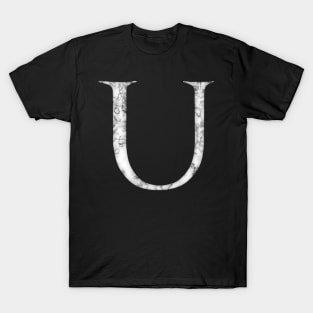 U in Roman White Marble Latin Alphabet Letter Sticker T-Shirt